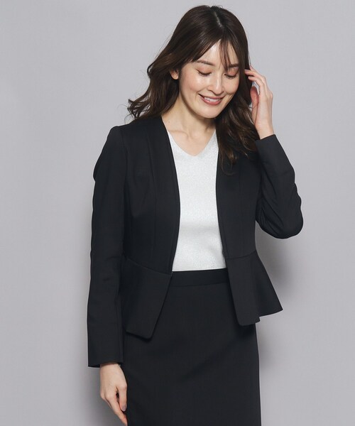 クードシャンス　360°シリーズ　スカートスーツ　オフィス　ノーカラー COUP DE CHANCE｜【洗える/日本製/通勤】ノーカラージャケット