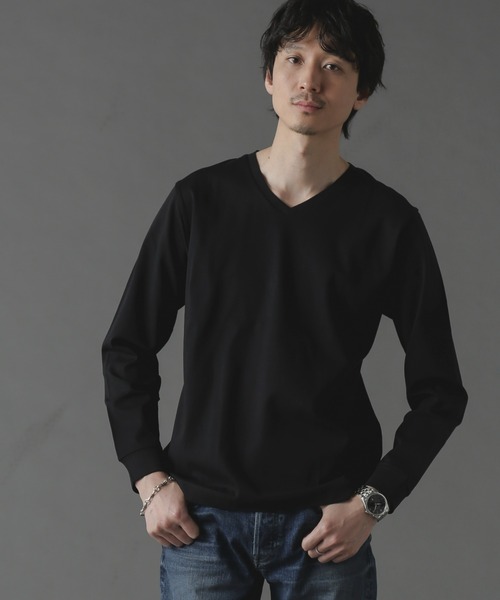 NANO universe（ナノユニバース）の「アンチスメルVネックTシャツ 長袖（Tシャツ/カットソー・メンズ・ホワイト/ブラック/グリーン/ブルー・S/M/L/XL）」の22枚目の写真