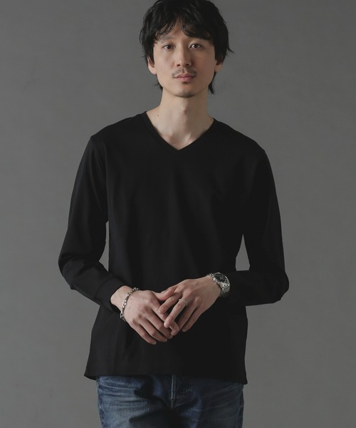 NANO universe（ナノユニバース）の「アンチスメルVネックTシャツ 長袖（Tシャツ/カットソー・メンズ・ホワイト/ブラック/グリーン/ブルー・S/M/L/XL）」の21枚目の写真