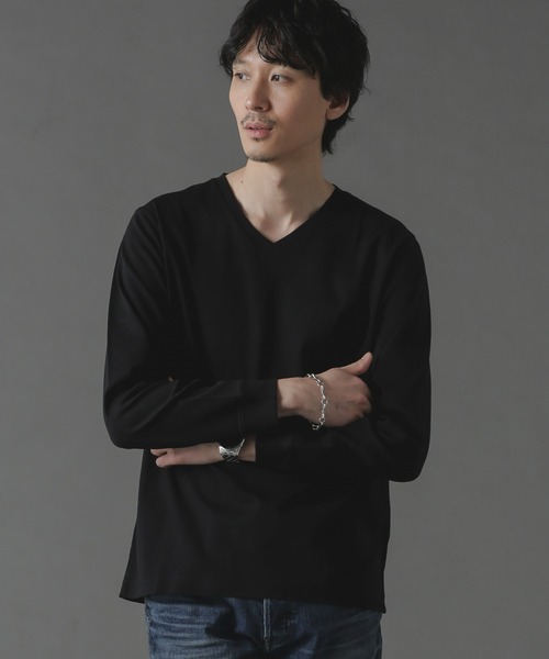 NANO universe（ナノユニバース）の「アンチスメルVネックTシャツ 長袖（Tシャツ/カットソー・メンズ・ホワイト/ブラック/グリーン/ブルー・S/M/L/XL）」の20枚目の写真