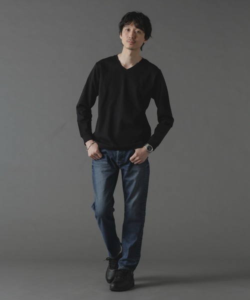 NANO universe（ナノユニバース）の「アンチスメルVネックTシャツ 長袖（Tシャツ/カットソー・メンズ・ホワイト/ブラック/グリーン/ブルー・S/M/L/XL）」の19枚目の写真