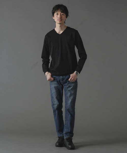 NANO universe（ナノユニバース）の「アンチスメルVネックTシャツ 長袖（Tシャツ/カットソー・メンズ・ホワイト/ブラック/グリーン/ブルー・S/M/L/XL）」の18枚目の写真