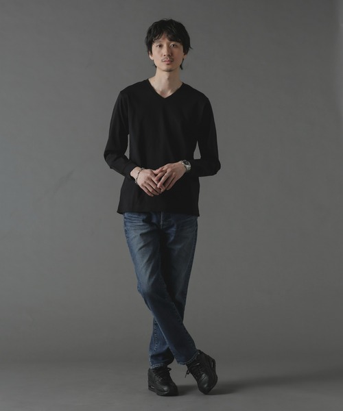 NANO universe（ナノユニバース）の「アンチスメルVネックTシャツ 長袖（Tシャツ/カットソー・メンズ・ホワイト/ブラック/グリーン/ブルー・S/M/L/XL）」の17枚目の写真