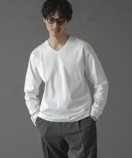 NANO universe（ナノユニバース）の「アンチスメルVネックTシャツ 長袖（Tシャツ/カットソー・メンズ・ホワイト/ブラック/グリーン/ブルー・S/M/L/XL）」の16枚目の写真