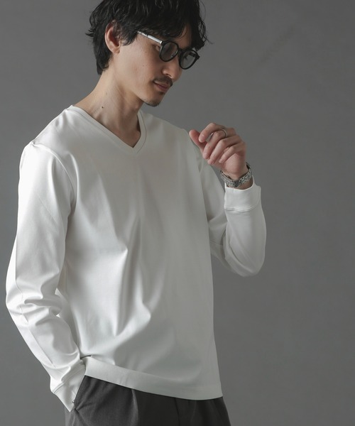 NANO universe（ナノユニバース）の「アンチスメルVネックTシャツ 長袖（Tシャツ/カットソー・メンズ・ホワイト/ブラック/グリーン/ブルー・S/M/L/XL）」の15枚目の写真