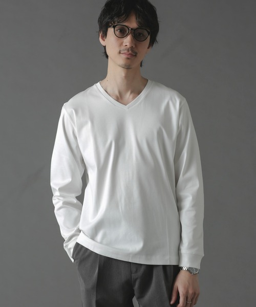 NANO universe（ナノユニバース）の「アンチスメルVネックTシャツ 長袖（Tシャツ/カットソー・メンズ・ホワイト/ブラック/グリーン/ブルー・S/M/L/XL）」の14枚目の写真