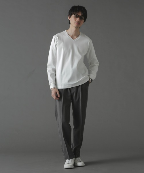 NANO universe（ナノユニバース）の「アンチスメルVネックTシャツ 長袖（Tシャツ/カットソー・メンズ・ホワイト/ブラック/グリーン/ブルー・S/M/L/XL）」の12枚目の写真