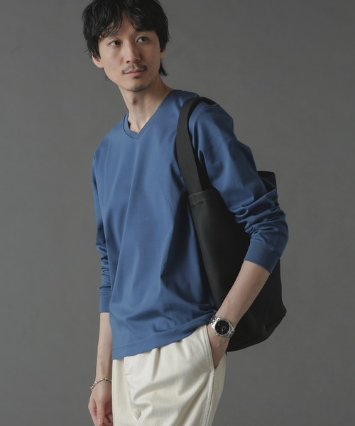 NANO universe（ナノユニバース）の「アンチスメルVネックTシャツ 長袖（Tシャツ/カットソー・メンズ・ホワイト/ブラック/グリーン/ブルー・S/M/L/XL）」の10枚目の写真