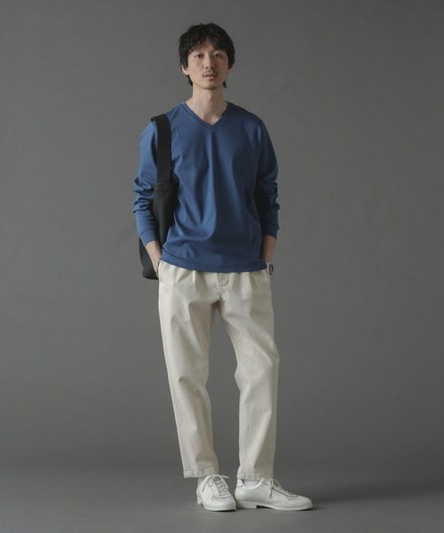 NANO universe（ナノユニバース）の「アンチスメルVネックTシャツ 長袖（Tシャツ/カットソー・メンズ・ホワイト/ブラック/グリーン/ブルー・S/M/L/XL）」の8枚目の写真