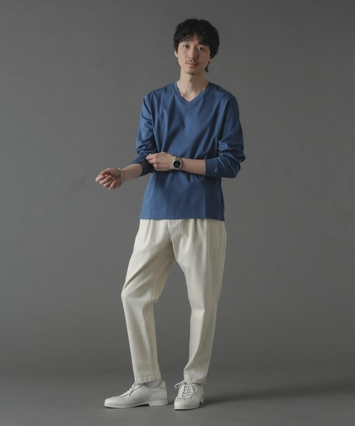 NANO universe（ナノユニバース）の「アンチスメルVネックTシャツ 長袖（Tシャツ/カットソー・メンズ・ホワイト/ブラック/グリーン/ブルー・S/M/L/XL）」の7枚目の写真