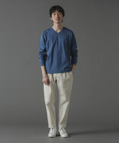 NANO universe（ナノユニバース）の「アンチスメルVネックTシャツ 長袖（Tシャツ/カットソー・メンズ・ホワイト/ブラック/グリーン/ブルー・S/M/L/XL）」の6枚目の写真