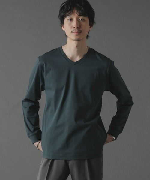 NANO universe（ナノユニバース）の「アンチスメルVネックTシャツ 長袖（Tシャツ/カットソー・メンズ・ホワイト/ブラック/グリーン/ブルー・S/M/L/XL）」の5枚目の写真