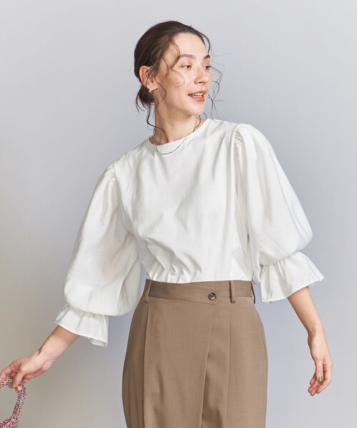 BEAUTY&YOUTH UNITED ARROWS（ビューティーアンドユースユナイテッドアローズ）の「【WEB限定】ボリュームスリーブ コンビ プルオーバー 2（Tシャツ/カットソー・レディース・コバルトブルー/ブラック/ベージュ/オフホワイト/モカ・FREE）」の12枚目の写真