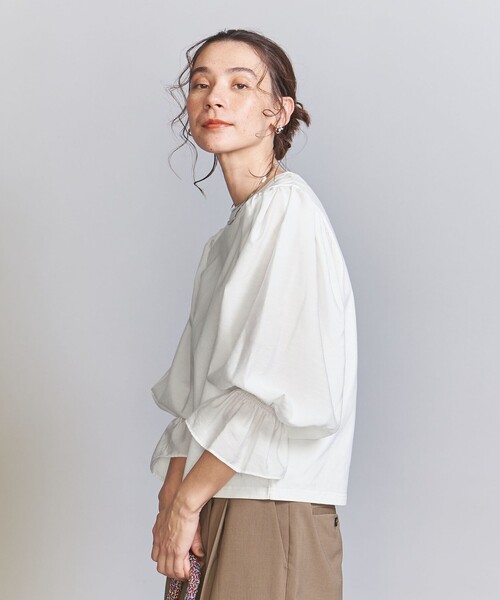 BEAUTY&YOUTH UNITED ARROWS（ビューティーアンドユースユナイテッドアローズ）の「【WEB限定】ボリュームスリーブ コンビ プルオーバー 2（Tシャツ/カットソー・レディース・コバルトブルー/ブラック/ベージュ/オフホワイト/モカ・FREE）」の15枚目の写真