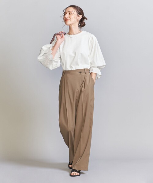 BEAUTY&YOUTH UNITED ARROWS（ビューティーアンドユースユナイテッドアローズ）の「【WEB限定】ボリュームスリーブ コンビ プルオーバー 2（Tシャツ/カットソー・レディース・コバルトブルー/ブラック/ベージュ/オフホワイト/モカ・FREE）」の16枚目の写真