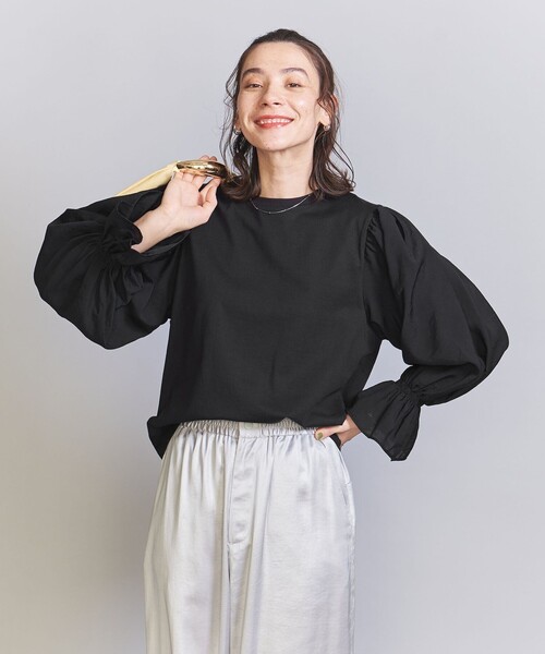 BEAUTY&YOUTH UNITED ARROWS（ビューティーアンドユースユナイテッドアローズ）の「【WEB限定】ボリュームスリーブ コンビ プルオーバー 2（Tシャツ/カットソー・レディース・コバルトブルー/ブラック/ベージュ/オフホワイト/モカ・FREE）」の22枚目の写真