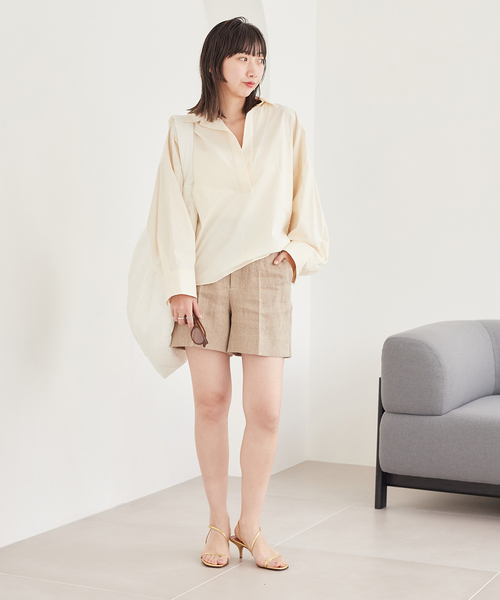 【24AW】R'IAM PLAGE シルエットブラウス Mサイズ ベージュ plage（プラージュ）の「【R'IAM】シルエット ブラウス（シャツ