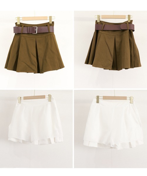 Miniministore(ミニミニストア)の「ミニボックススカートプリーツ ベルト付き(スカート・レディース・ベージュ/ホワイト/ブラウン/ブラック・L/M/S)」の15枚目の写真
