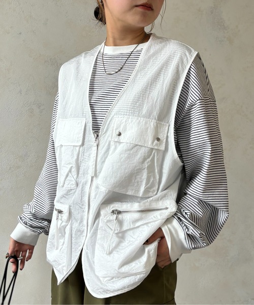 CPCM(シーピーシーエム)の「グロスワッシャーミリタリーベスト(ベスト・レディース・オフホワイト/ブラック・FREE)」の9枚目の写真