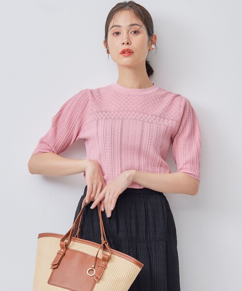 plateau studio【極美品】半袖 ニット 赤 plateau studio【極美品】半袖 ニット 赤