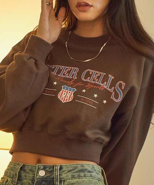 BITTER CELLS（ビターセルズ）の「BITTER CELLS／MOOD プルオーバー（ウラケ）（スウェット・レディース・ライトグレー/ブラウン/ピンク・SMALL/LARGE）」の3枚目の写真