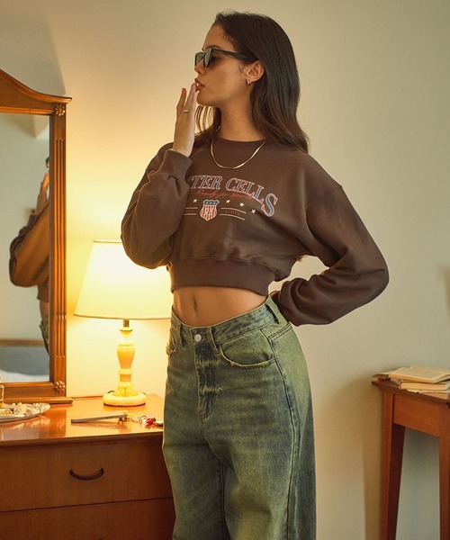 BITTER CELLS（ビターセルズ）の「BITTER CELLS／MOOD プルオーバー（ウラケ）（スウェット・レディース・ライトグレー/ブラウン/ピンク・SMALL/LARGE）」の19枚目の写真