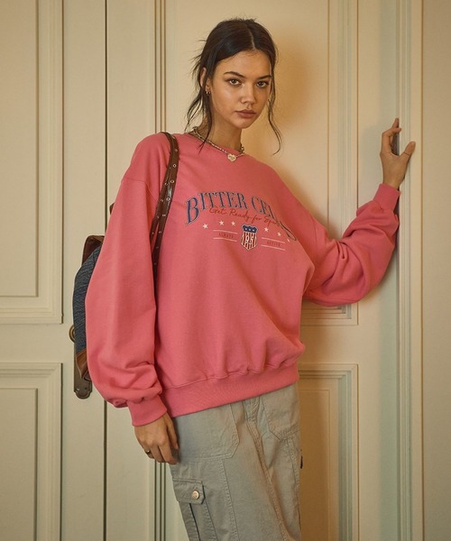 BITTER CELLS（ビターセルズ）の「BITTER CELLS／MOOD プルオーバー（ウラケ）（スウェット・レディース・ライトグレー/ブラウン/ピンク・SMALL/LARGE）」の22枚目の写真