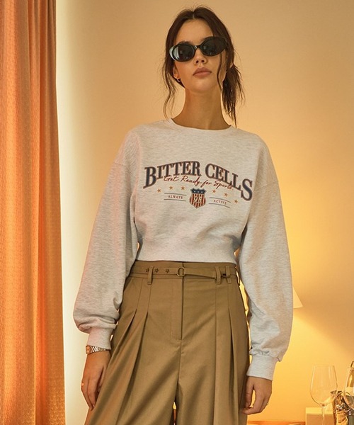 BITTER CELLS（ビターセルズ）の「BITTER CELLS／MOOD プルオーバー（ウラケ）（スウェット・レディース・ライトグレー/ブラウン/ピンク・SMALL/LARGE）」の10枚目の写真