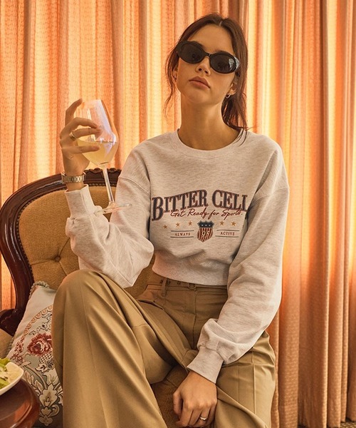 BITTER CELLS（ビターセルズ）の「BITTER CELLS／MOOD プルオーバー（ウラケ）（スウェット・レディース・ライトグレー/ブラウン/ピンク・SMALL/LARGE）」の15枚目の写真