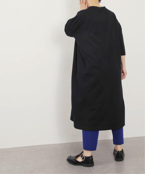 journal standard luxe サテンクルーネックスリットワンピース ニットワンピース レディース サイドスリット ロング丈 クルー