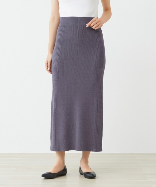 Tuche（トゥシェ）の「Tuche/トゥシェ  ストレッチパンツ 無地ニット スカート（スカート・レディース・パープル系その他/ブラック・MEDIUM/LARGE）」の2枚目の写真