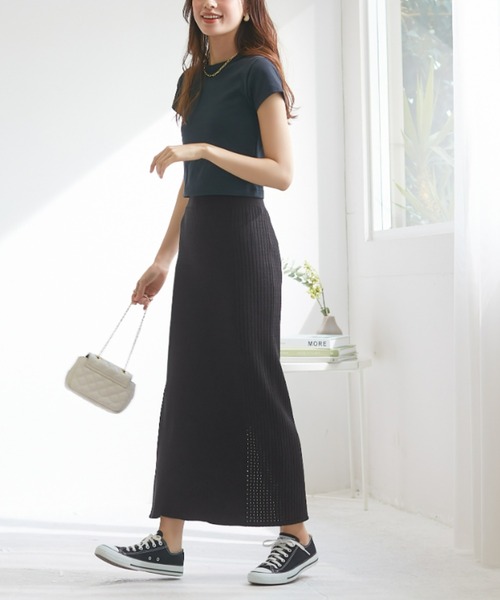Tuche（トゥシェ）の「Tuche/トゥシェ  ストレッチパンツ 無地ニット スカート（スカート・レディース・パープル系その他/ブラック・MEDIUM/LARGE）」の22枚目の写真