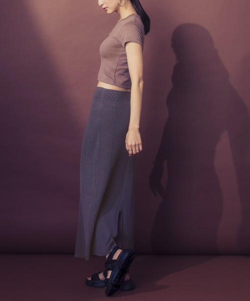 Tuche（トゥシェ）の「Tuche/トゥシェ  ストレッチパンツ 無地ニット スカート（スカート・レディース・パープル系その他/ブラック・MEDIUM/LARGE）」の11枚目の写真