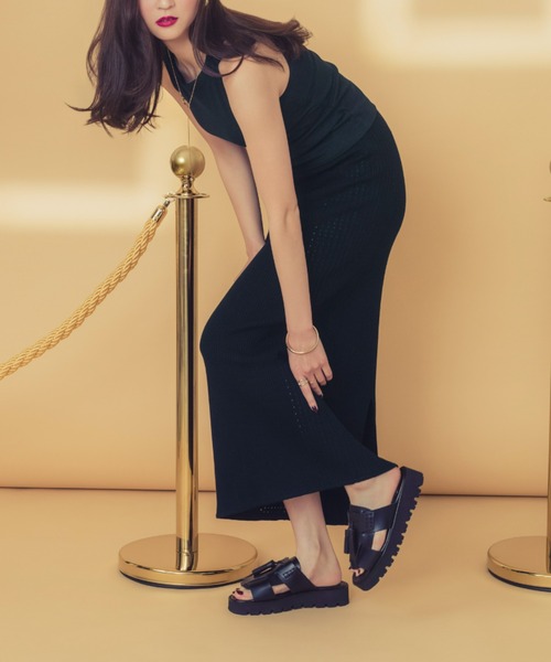 Tuche（トゥシェ）の「Tuche/トゥシェ  ストレッチパンツ 無地ニット スカート（スカート・レディース・パープル系その他/ブラック・MEDIUM/LARGE）」の16枚目の写真