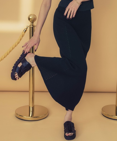 Tuche（トゥシェ）の「Tuche/トゥシェ  ストレッチパンツ 無地ニット スカート（スカート・レディース・パープル系その他/ブラック・MEDIUM/LARGE）」の17枚目の写真