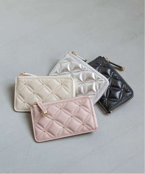 RANDA（ランダ）の「キルティングｘスタッズ フラグメントケース（カードケース・レディース・ピンク/アイボリー/ブラック/シルバー・FREE）」の5枚目の写真