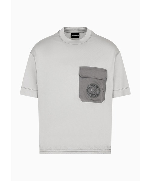 EMPORIO ARMANI(エンポリオアルマーニ)の「【エンポリオ アルマーニ】ASV オーバーサイズTシャツ リヨセル混紡ジャージー ロゴポケット(Tシャツ/カットソー・メンズ・ライトグレー・SMALL/MEDIUM/LARGE/X-LARGE/XX-SMALL/X-SMALL/XX-LARGE)」の5枚目の写真