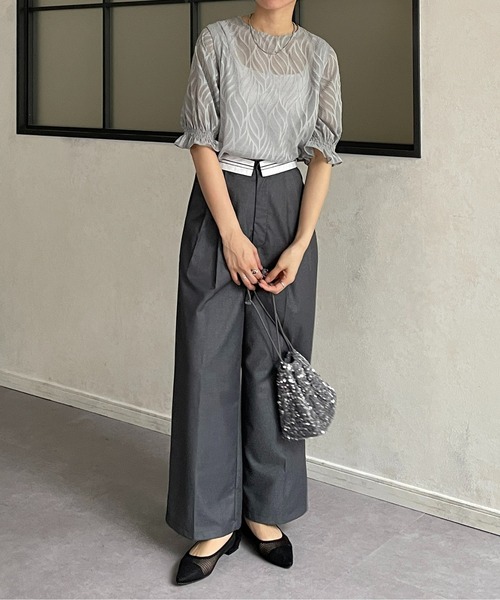 Thevon（ゼボン）の「シアージャガード袖ギャザーブラウス（シャツ/ブラウス・レディース・アイボリー/ライム/ブルー/グレー・FREE）」の18枚目の写真