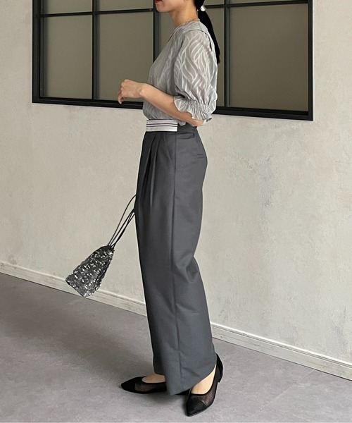 Thevon（ゼボン）の「シアージャガード袖ギャザーブラウス（シャツ/ブラウス・レディース・アイボリー/ライム/ブルー/グレー・FREE）」の19枚目の写真