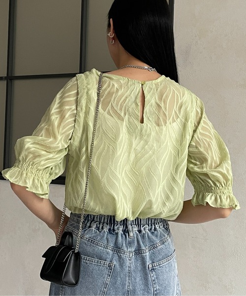 Thevon（ゼボン）の「シアージャガード袖ギャザーブラウス（シャツ/ブラウス・レディース・アイボリー/ライム/ブルー/グレー・FREE）」の22枚目の写真