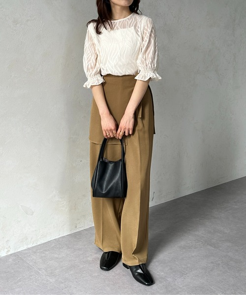 Thevon（ゼボン）の「シアージャガード袖ギャザーブラウス（シャツ/ブラウス・レディース・アイボリー/ライム/ブルー/グレー・FREE）」の10枚目の写真