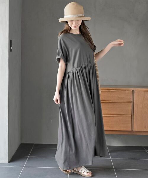 rps(アールピーエス)の「ウエストギャザーフレアーカットワンピース(ワンピース・レディース・ブラック/ブルー/チャコールグレー・M/フリー)」の4枚目の写真