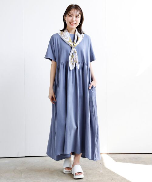 rps(アールピーエス)の「ウエストギャザーフレアーカットワンピース(ワンピース・レディース・ブラック/ブルー/チャコールグレー・M/フリー)」の20枚目の写真