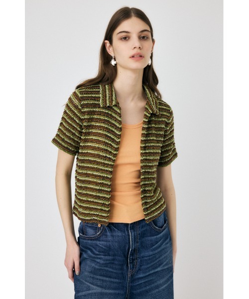 MOUSSY(マウジー)の「MIX COLOR CROCHET シャツ(シャツ/ブラウス・レディース・オレンジ/グリーン/ブルー・FREE)」の4枚目の写真