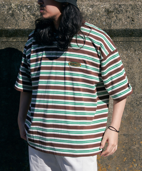 STARTER BLACK LABEL（スターターブラックレーベル）の「STARTER BLACK LABEL スターターブラックレーベル ボーダー刺繍Tシャツ（Tシャツ/カットソー・メンズ・杢グレー/その他1/ストライプ/チェック・LL/M/L）」の3枚目の写真