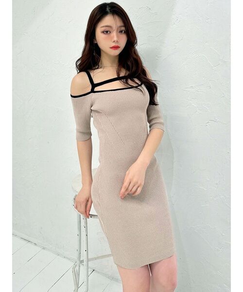 RESEXXY（リゼクシー）の「ストリングデザインタイトニットワンピース（ワンピース・レディース・ブラック/ベージュ/ピンク・SMALL/MEDIUM）」の13枚目の写真