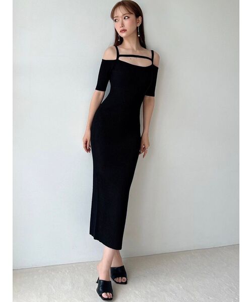 RESEXXY（リゼクシー）の「ストリングデザインタイトニットワンピース（ワンピース・レディース・ブラック/ベージュ/ピンク・SMALL/MEDIUM）」の15枚目の写真