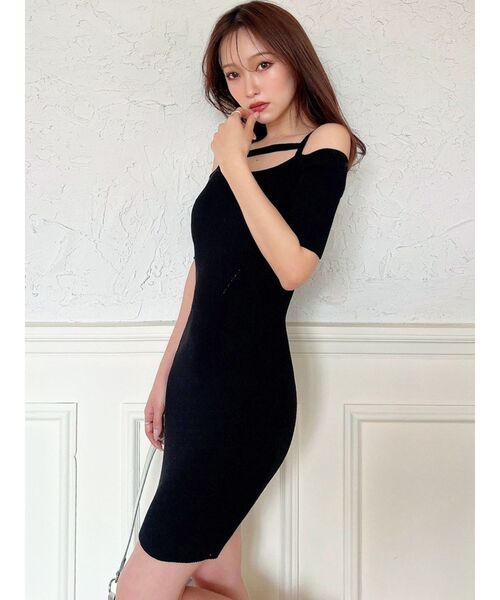 RESEXXY（リゼクシー）の「ストリングデザインタイトニットワンピース（ワンピース・レディース・ブラック/ベージュ/ピンク・SMALL/MEDIUM）」の7枚目の写真