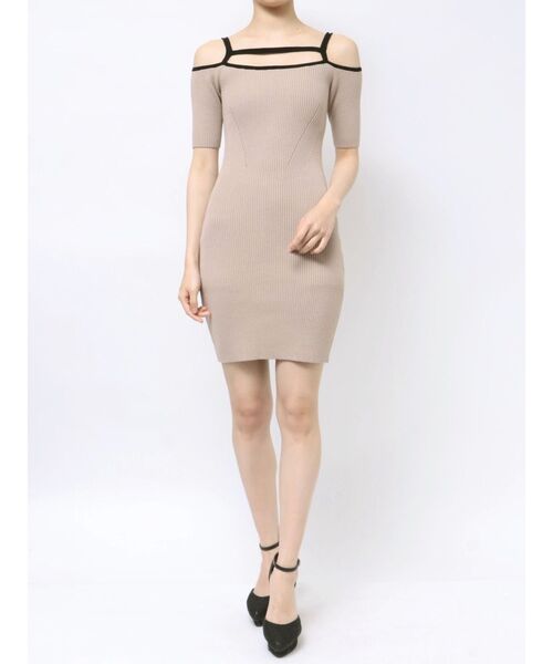 RESEXXY（リゼクシー）の「ストリングデザインタイトニットワンピース（ワンピース・レディース・ブラック/ベージュ/ピンク・SMALL/MEDIUM）」の11枚目の写真