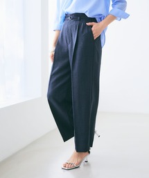 《洗える・シワになりにくい・UVカット・接触冷感》サマナチュラセンタープレスワイドストレートパンツ【CF/クロスファンクション】セットアップ可能